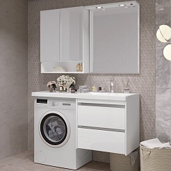 Opadiris Мебель для ванной Фреш 120 R под стиральную машину подвесная белая – фотография-1
